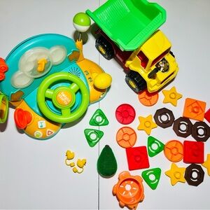 Colorful Kids Toy Set W/ Dump Truck and Shape Sorter Toy Bundle Play for Babies